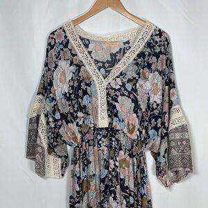 Chloe Laetitia Floral Bohemian Cotton & Lace Maxi Dress